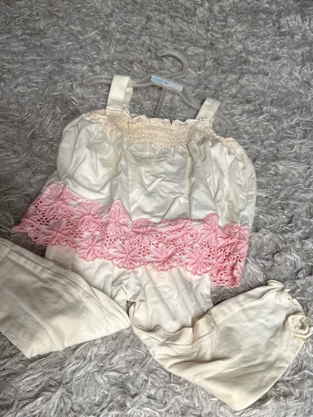 & Other Stories Cream Set with Pink Lace Trim